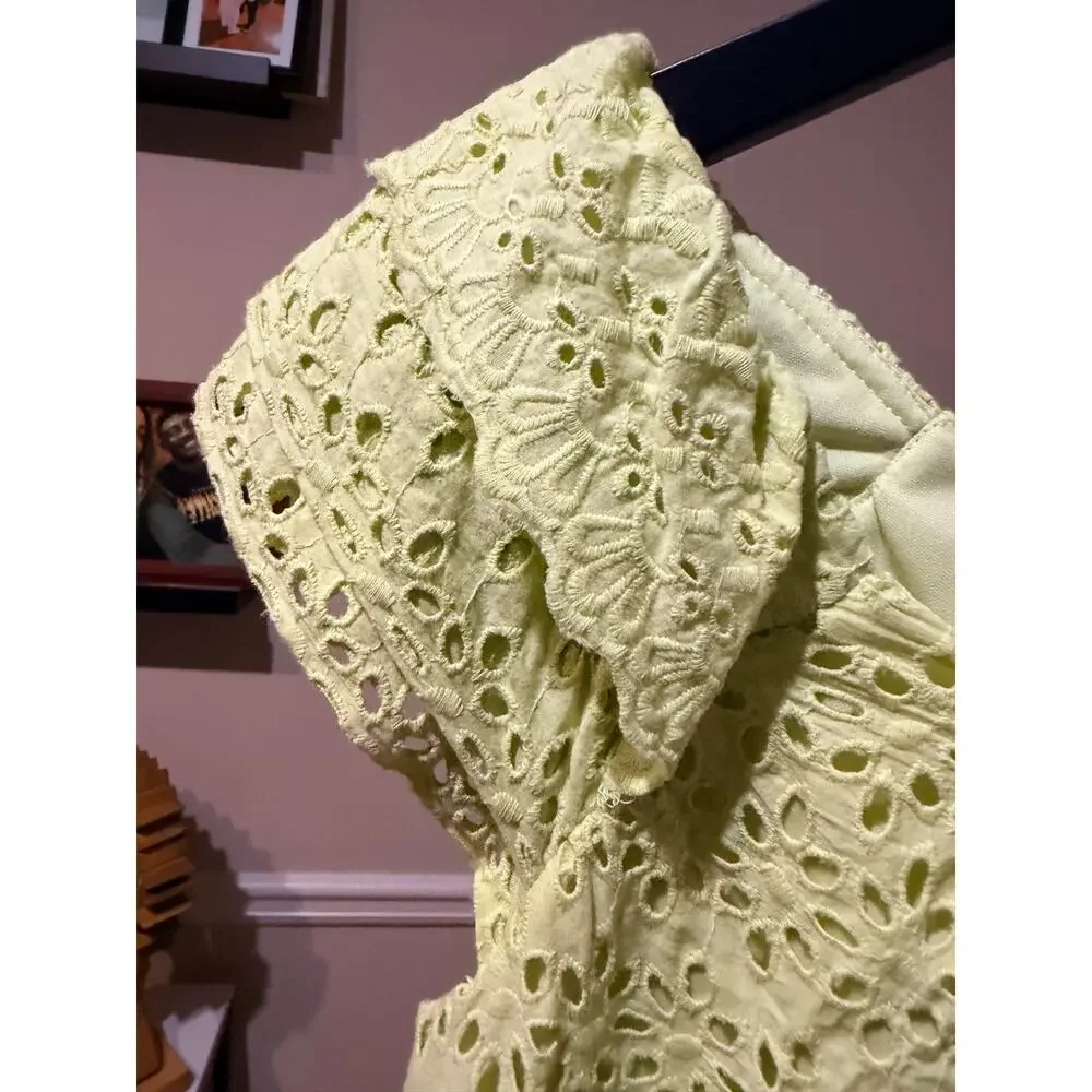 Ronnie Nicole 100% Cotton eyelette dress cap sleeve 12 yellow